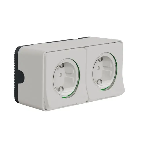 Блок электрических розеток 2х220В, накладной IP55, белый, Mureva Styl Schneider MUR39035