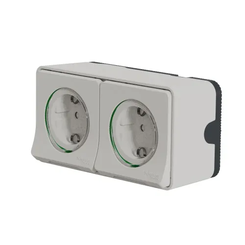 Блок электрических розеток 2х220В, накладной IP55, белый, Mureva Styl Schneider MUR39035