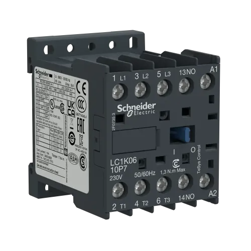 Контактор 9 A, катушка 220В AC, 3 полюса, LC1K0910M7 Schneider Electric