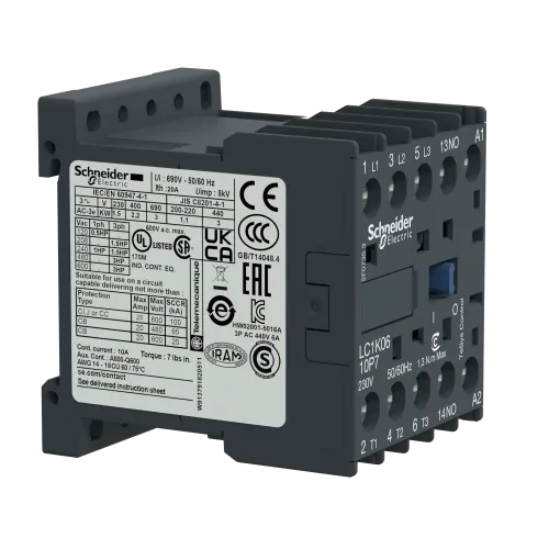 Контактор 9 A, катушка 220В AC, 3 полюса, LC1K0910M7 Schneider Electric
