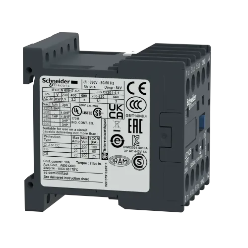 Контактор 9 A, катушка 220В AC, 3 полюса, LC1K0910M7 Schneider Electric