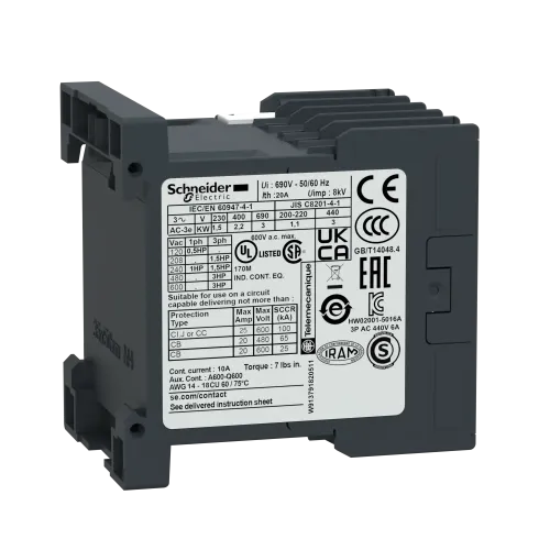 Контактор 9 A, катушка 220В AC, 3 полюса, LC1K0910M7 Schneider Electric