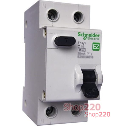 Дифавтомат 10 А, 30мА, тип С EZ9D34610 Schneider Easy9