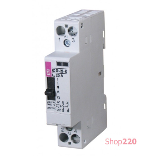 Контактор бесшумный с ручным управлением 20А, 2НЗ, 24В AC/DC, RD-R 20-02 24V AC/DC ETI ETI 2464051