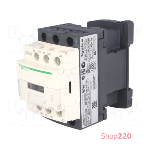Контактор 18 A, катушка 220 В AC, 3 полюса, LC1D18M7 Schneider Electric