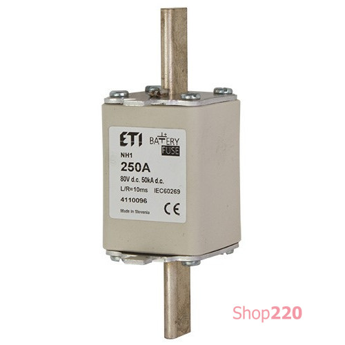 Предохранитель для защиты аккумуляторных батарей 200A 80V DC, NH-1 Battery ETI 4110095
