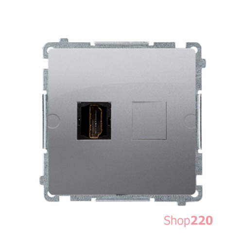 Розетка HDMI, серебро, Basic Simon