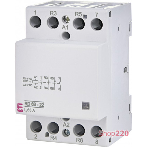 Контактор бесшумный 63А, 2НО+2НЗ (для АВР), 220В AC/DC, RD 63-22 ETI ETI 2464030