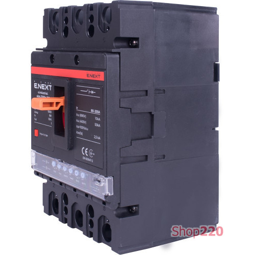 Силовой автомат с электронным расцепителем 200 А, 3-фазный, e.industrial.ukm.250Re.200 Enext i0770043