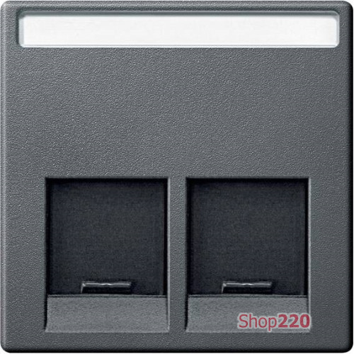 Накладка компьютерной розетки RJ45, двойная, антрацит, Merten MTN466514