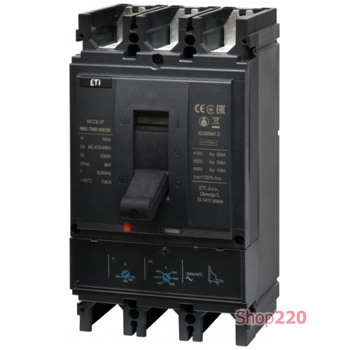Автоматический выключатель 500A 3P, 50кА, (0.7-1)In/(5-10)In, NBS-TMD 630/3S ETI 4673135