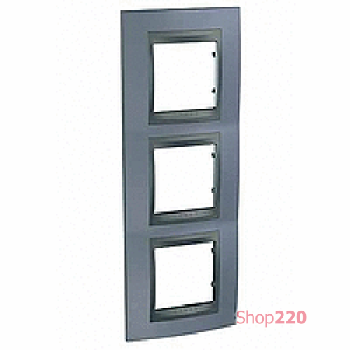 Рамка 3 поста, металлик, вертикальная Unica MGU66.006V.297 Schneider