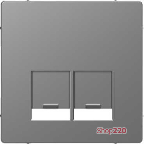 Накладка компьютерной розетки RJ45, двойная, нержавеющая сталь, Merten MTN4572-6036