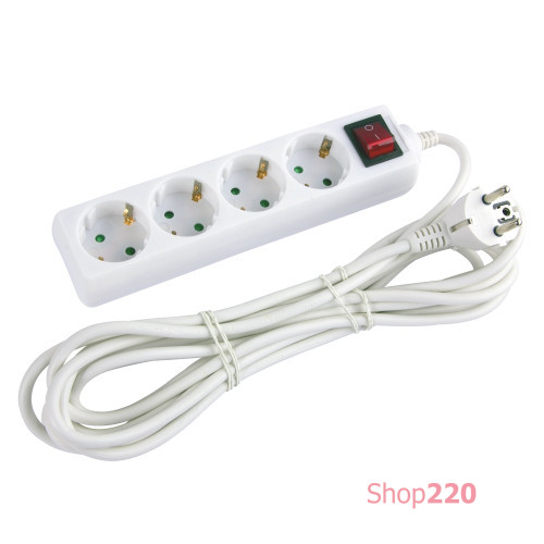 Удлинитель 4 гнезда, 5м, с заземлением, с выключателем, baby protect, e.es.4.5.zsb Enext s042014