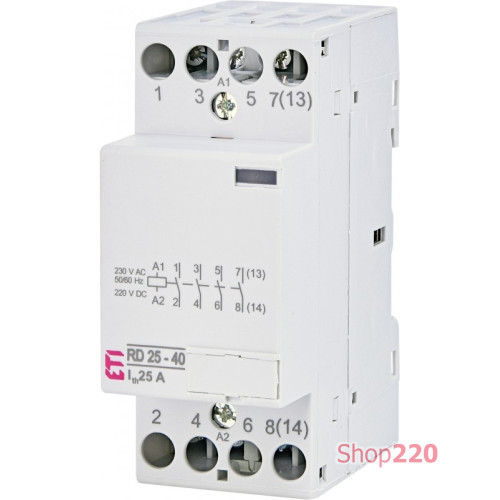 Контактор бесшумный 25А, 4НО, 220В AC/DC, RD 25-40 230V AC/DC ETI ETI 2464010