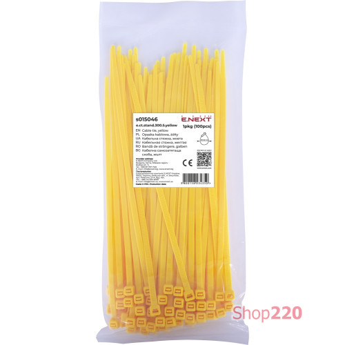 Кабельная стяжка 300мм х 5мм, желтый, e.ct.stand.300.5.yellow Enext s015046