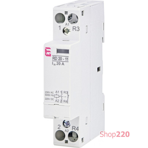 Контактор бесшумный 20А, 1НО+1НЗ, 220В AC/DC, RD 20-11 230V AC/DC ETI ETI 2464006