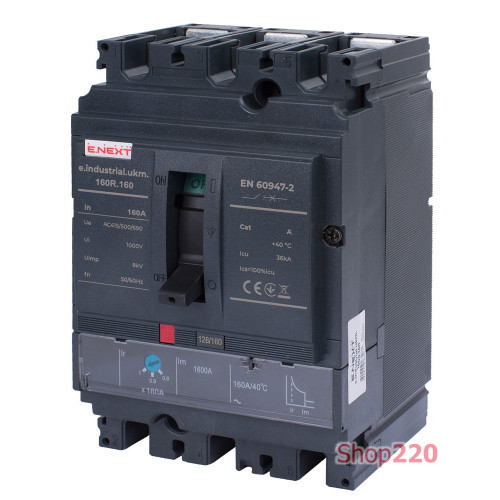 Силовой автоматический выключатель с регулировкой 160А, 3р, e.industrial.ukm.160R.160 ENEXT i091007