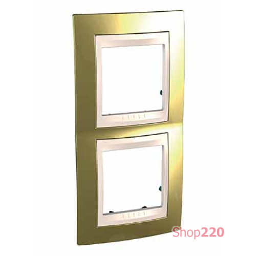 Рамка 2 поста, золото, вертикальная Unica MGU66.004V.504 Schneider