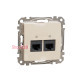 Компьютерная розетка 2 х RJ45 кат. 5е UTP, бежевый, Sedna Design SDD112452