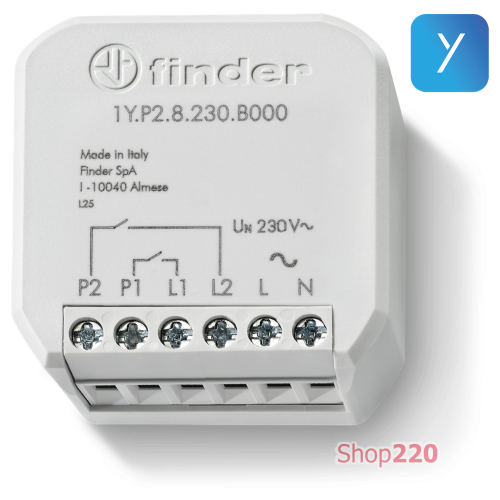 Блок интерфейса; YESLY; 110-230В AC; 2 канала; сухой контакт; Bluetooth; 5кн. с подсвеч.; распр. коробка Finder 1YP28230B000