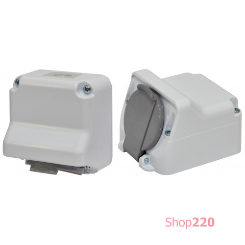 Розетка 1-я угловая PRE-1 (Schuko, IP44, 16A, 250V, поликарбонат) ETI 4481019