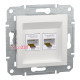 Розетка компьютерная RJ45 двойная, белый, Schneider Asfora