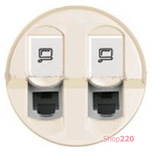 Панель компьютерной розетки RJ45 двойной, слоновая кость, 66236 Legrand Celiane