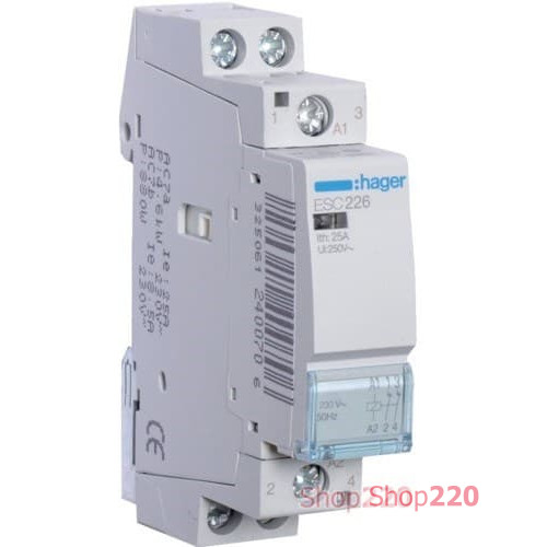 Контактор 230В 25 A, 2нз, Hager ESC226