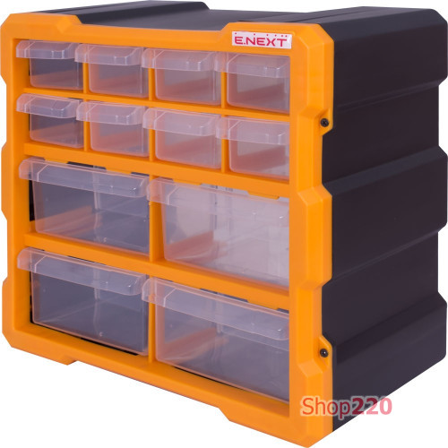 Органайзер пластиковый, 12-секционный 267х157х262мм, e.toolbox.pro.19 Enext t011019