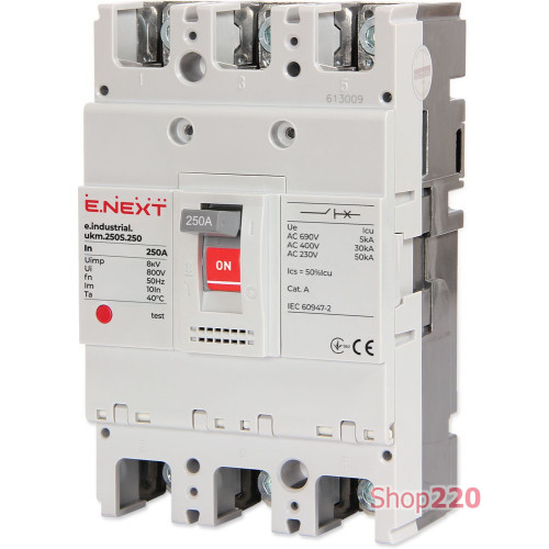 Силовой автомат 250 А, трехфазный, 35кА, e.industrial.ukm.250S.250 Enext i0010009
