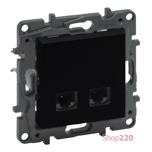 Розетка компьютерная 2XRJ45 CAT5e UTP, черный, Niloe Step Legrand 863560B
