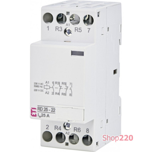 Контактор бесшумный 25А, 2НО+2НЗ, 220В AC/DC, RD 25-22 230V AC/DC ETI ETI 2464014