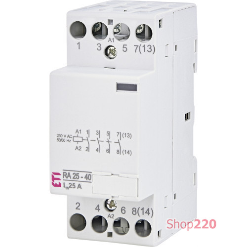Контактор 25А, 220В, 4но RA 25-40 230V AC ETI 2464094