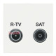 Розетка R-TV SAT одинарная, белый, 2 модуля, Unica New Schneider NU345418