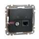 Розетка телевизионная и компьютерная TV+RJ45 кат. 6 UTP, черный, Sedna Design SDD114469T