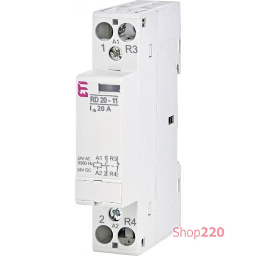 Контактор бесшумный 20А, 1НО+1НЗ, 24В AC/DC, RD 20-11 24V AC/DC ETI ETI 2464007