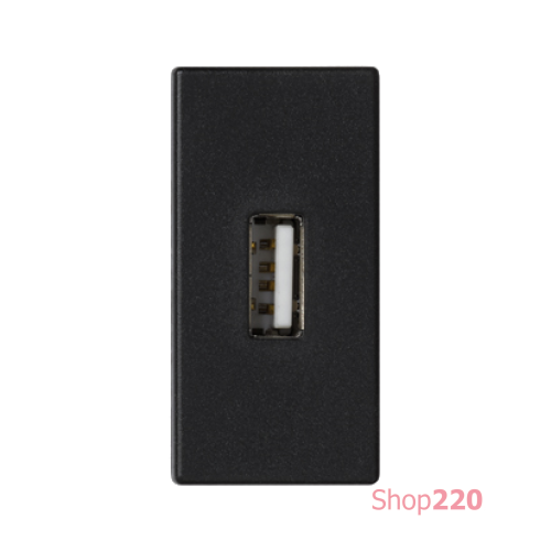 Розетка USB для передачи данных, 1 модуль, черный, К45 Simon K128B/14