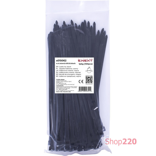 Кабельная стяжка 1020мм х 9мм, черный, e.ct.stand.1020.9.black Enext s015074