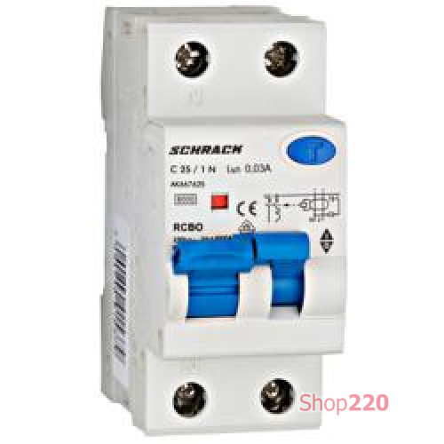 Дифференциальный автомат 25 А, 30мА, тип A, Schrack AK667625