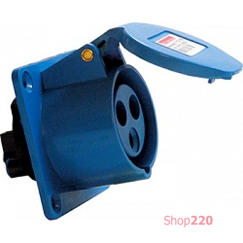 Силовая розетка 32А, 220В, 3 полюса, встраиваемая, e.socket.pro.3.32.wall
