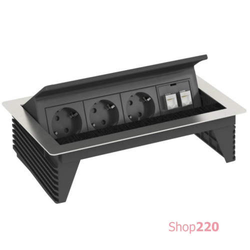 Розеточный блок с крышкой на 3 розетки 220В + 2хRJ-45, OBO Bettermann