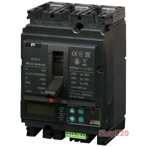 Автоматический выключатель 160A 3P, 50kA, (0.4-1)In/(1.5-12)In, NBS-EC 160/3S LCD ETI 4673067