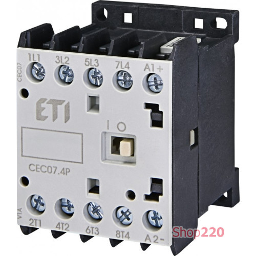 Контактор миниатюрный CEC 07.4P 230V АС (7A; 4kW; AC3) 4р (4 н.в.) ETI 4641200
