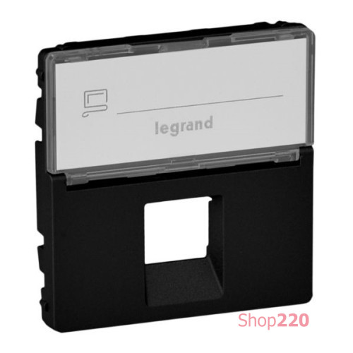 Лицевая панель RJ11/RJ45 с текстом, черный матовый, Valena Life 756472 Legrand