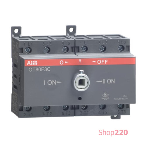 Переключатель нагрузки 1-0-2, 80А, 3 полюса, OT80F3C ABB