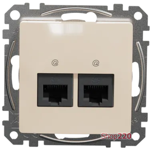 Компьютерная розетка 2 х RJ45 кат. 5е UTP, бежевый, Sedna Design SDD112452