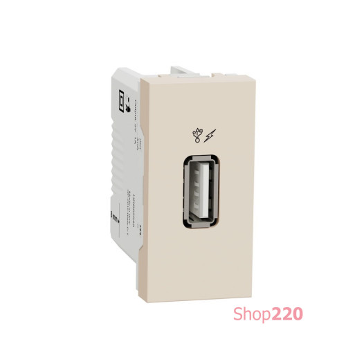 Розетка USB для зарядки, бежевый, 1 модуль, Unica New Schneider NU342844