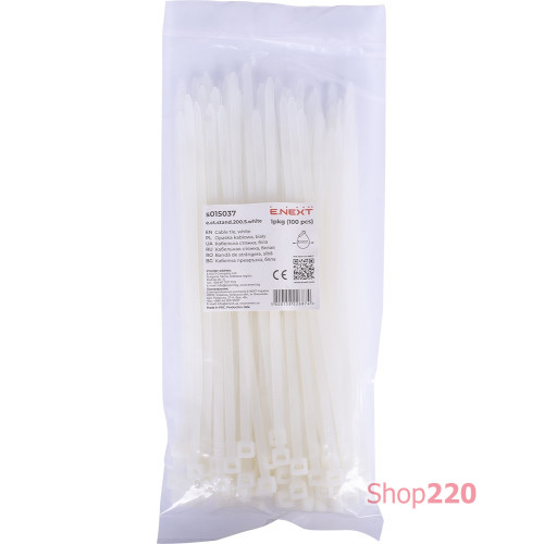 Кабельная стяжка 200мм х 5мм, белый, e.ct.stand.200.5.white Enext s015037