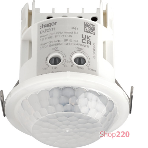 Датчик движения потолочный 360гр, врезной, Hager EER501